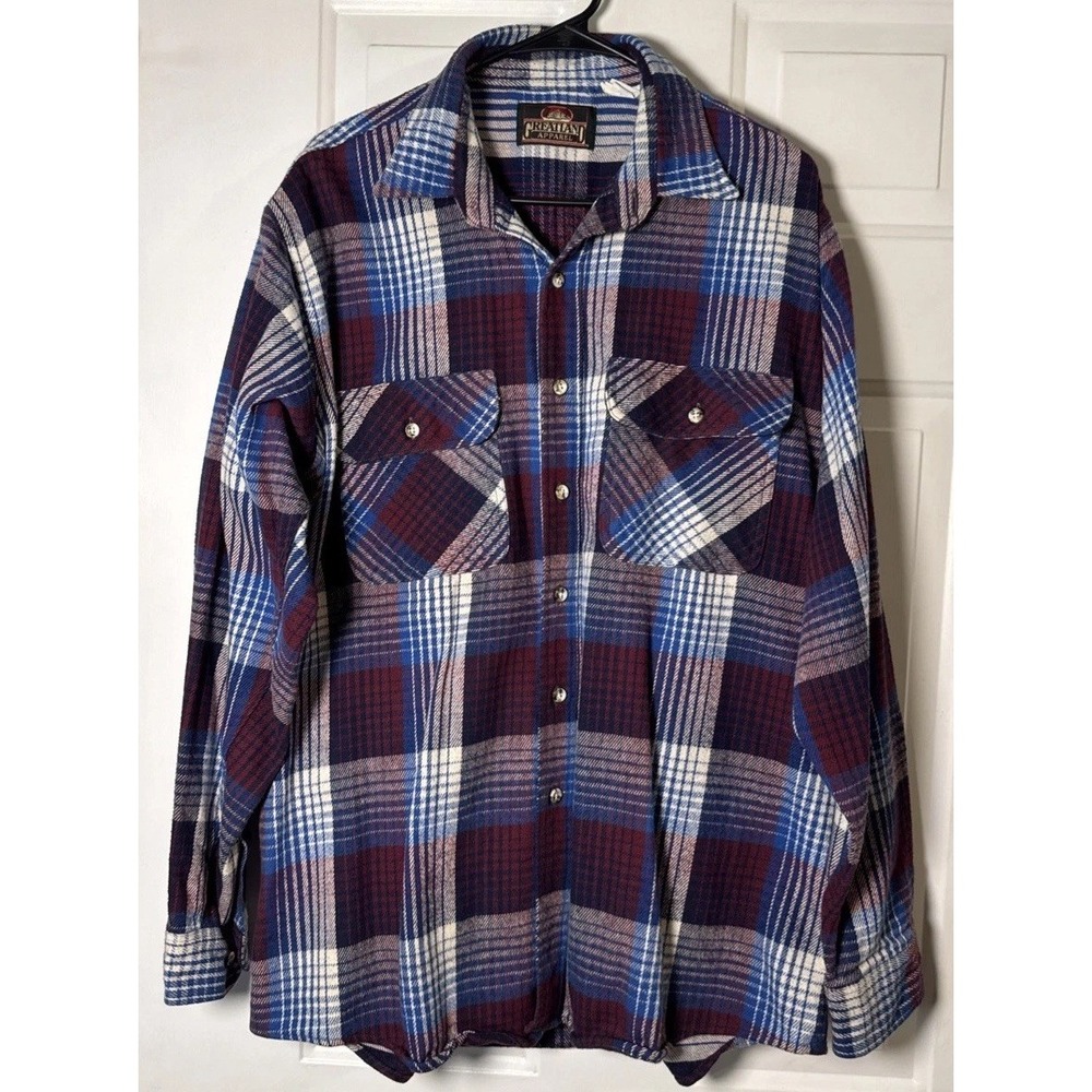 VTG 90s Greatland Heavyweight Flannel Shirt Mens XL Tall Plaid Cotton XLT